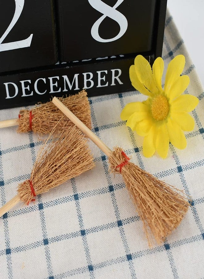 Luckforest Miniature Artificial Mini Straw Brooms, 15Pcs Miniature Brooms with Red Ropes for Christmas Snowman Halloween Straw Craft Decoration Witches Accessory Costume Cosplay Party - Image 2